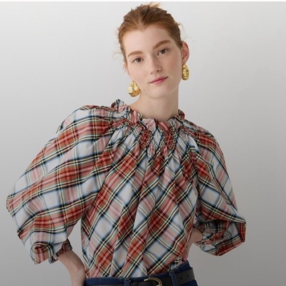 J. Crew Tops - XL Plaid Long Sleeve Blouse